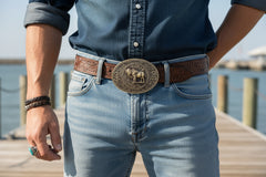 NEW Buffalo Bison Oval Metal Western Belt Buckle Dark Gold Color