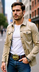 NEW Men Gold Metal Belt Buckle Deer Nature Hunter Western Fashion Accessory USA Flag