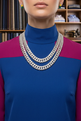 Brand New Women Silver Metal Chain Link Necklace Earrings Set Dressy Statement Jewelry -   WN46