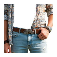 NEW Men Women Silver Metal Fashion Belt Buckle Big Mustache Shape Handlebar Casual Look