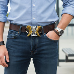 NEW Belt Buckle Men Women Silver Metal Western Rodeo Boot Cowboy Hat 3D Texas Horseshoe