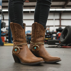 Brand New Women 2PCS Gold Metal Boot Chain Bracelet Turquoise C Charm Shoe Anklet BC58