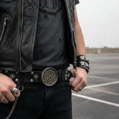 New Men Women Silver Metal Fashion Biker Buckle Skeleton Brown Mini Skulls Gothic Punk Accessory Strong Heavy