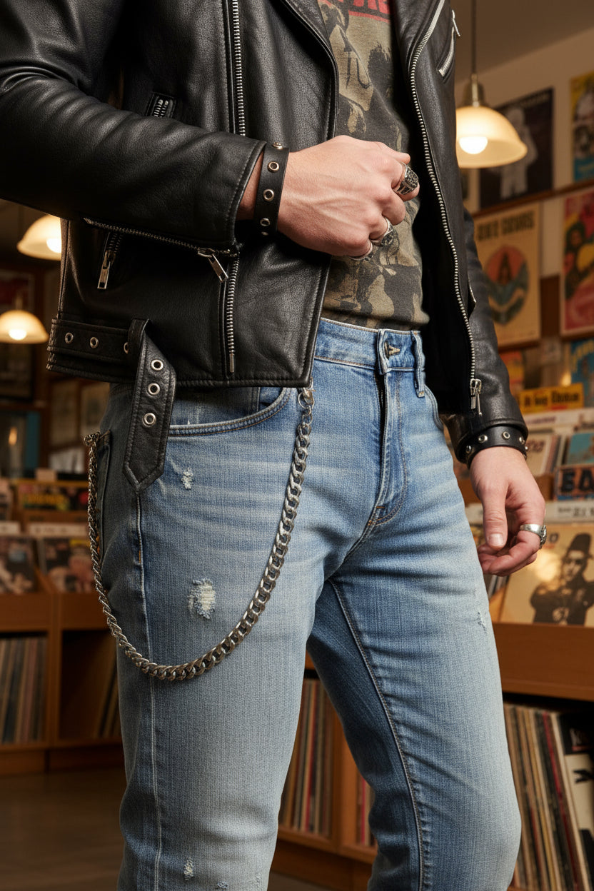 Alwaystyle4you Men's Chunky Link Silver Metal Wallet Chain - Long Strand Biker Keychain With Strong Links