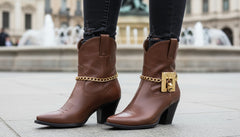 Brand New Women 2PCS Gold Metal Boot Chain Bracelet Shoe Anklet Skeleton Skull Charm Set Fashion Jewelry - A PAIR     BC42