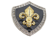 NEW Men Women Silver Metal Belt Buckle Western Fashion Bling Thick Fleur De Lis Lily