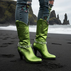 Brand New Women Silver Metal Boot Chain Bracelet Shoe Anklet Oval Links Charm SET BC155