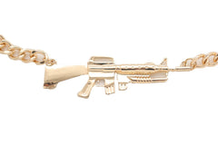 Brand New Women Gold Metal Boot Chain Bracelet Shoe Anklet M16 Gun Weapon Charm SET BC275