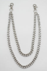 Brand New Men’s Silver Layered Wallet Chain Chunky Double Strand Handmade In USA M32