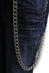 Brand New Men’s Silver Jeans Chain, 27 In. Long Wallet Chain, Thick Metal Link Pants Loop Key Holder M29