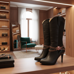 Brand New Women Bronze Color Metal Boot Chain 2PCS Bracelet Anklet Skeleton Skull Charm SET BC101