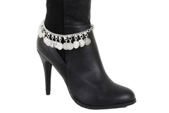 Brand New Women Silver Metal Boot Chain Bracelet Shoe Anklet Ethnic Coins Charm SET BC261