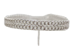 Brand New Women Silver Metal Boot Chain Bracelet Shoe Anklet Double Strands Band Charm SET BC182