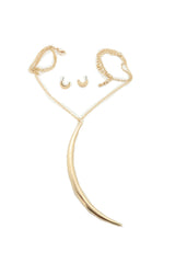 Brand New Gold Tone Crescent Moon Fashion Necklace + Earring Set, WN61 WN61