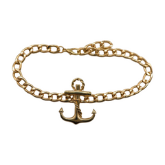 Brand New Women Gold Metal Boot Chain Bracelet Shoe Anklet Anchor Charm SET BC212