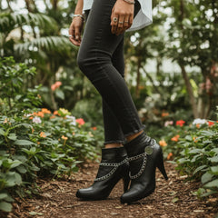 Brand New Women 2PCS Silver Metal Boot Chain Bracelet Shoe Anklet Double Sided Charm Set Fashion Jewelry - A PAIR     BC24