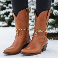 Brand New Women 2PCS Gold Metal Boot Chain Bracelet Stocking Charm Shoe Anklet BC54