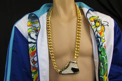 Brand New Men Gold Metal Chain Fashion Necklace Long Streetwear Bling Sneakers Shoe Pendant -  M9