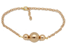 Brand New Women Gold Metal Boot Chain Bracelet Shoe Anklet 3 Balls Charm SET BC218