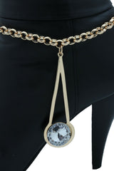 Brand New Women Gold Metal Boot Chain Bracelet Shoe Anklet Long Drop Bling Charm SET BC236