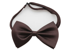 Brand New Dark Brown Clip-On Bow Tie Adjustable Satin Look Formal Costume Accessory