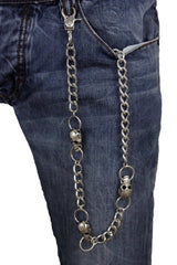 Brand New Men’s Silver Skull Link Jean Wallet Chain Punk Rock Gothic Metal Keychain M24
