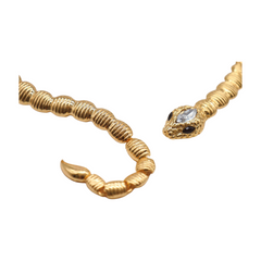 Brand New Women Gold Wrap Around Snake Necklace Set Rhinestone Accent Earrings   -   WN14