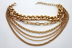 Brand New Women Gold Metal 1 Foot Chain Bracelet Shoe Anklet Multi Strands Charm BC310