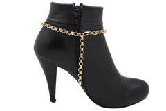 Brand New Women Gold Metal Boot Chain Bracelet Shoe Anklet Turquoise Cross Charm SET BC255