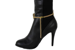 Brand New Women Gold Metal Boot Chain Bracelet Shoe Anklet Mesh Band Circle Charm SET BC297