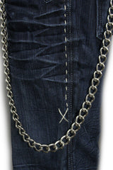 Brand New Men’s Silver Jeans Chain, 27 In. Long Wallet Chain, Thick Metal Link Pants Loop Key Holder M29