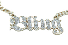 Brand New Women Gold Metal Boot Chain Bracelet Shoe Anklet BLING Plate Charm SET BC219