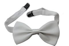 Brand New White Clip-On Bow Tie Adjustable Satin Look Formal Costume Accessory