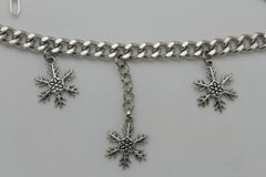 Brand New Women Silver Metal Boot Chain Bracelet Shoe Anklet Snowflakes Charm SET BC285