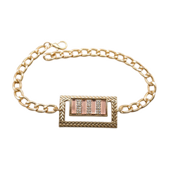Brand New Women Gold Metal Boot Chain Bracelet Shoe Anklet Bling Square Charm SET BC245
