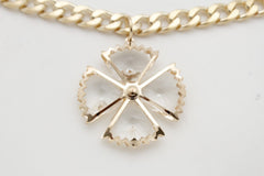 Brand New Women Gold Metal Boot Chain Bracelet Shoe Anklet Bling Flower Charm SET BC202