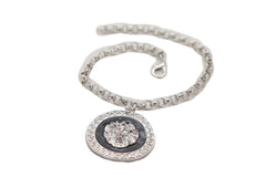 Brand New Women Silver Metal Boot Chain Bracelet Shoe Anklet Lion Head Medallion Coin Charm SET BC180