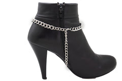 Brand New Women Silver Metal Boot Chain Bracelet Shoe Anklet DOPE Charm SET BC175