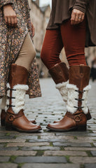 Brand New Women Boots Covers Topper Pair Warmer Winter Fabric Slip On White Muffs Buttons