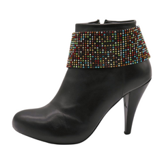 Brand New Women Silver Metal Boot Chain Bracelet Shoe Anklet Multi Colors Rhinestones Band Charm SET BC240