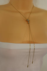 Brand New Women Long Gold Cross Necklace Clear Rhinestone Fringe Chain Jewelry  -   WN22