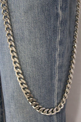 Brand New Men Silver Wallet Chain 32 In Chunky Metal Biker Jeans Keychain  M30