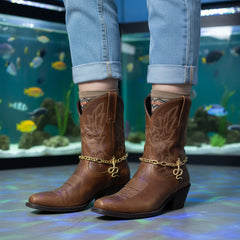 Brand New Women 2PC Gold Boot Chain Bracelet Cobra Snake Charm Shoe Anklet BC68