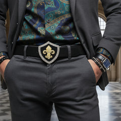 NEW Men Women Silver Metal Belt Buckle Western Fashion Bling Thick Fleur De Lis Lily