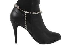 Brand New Women Silver Metal Boot Chain Bracelet Shoe Anklet 3 Ethnic Coin Charm SET BC217