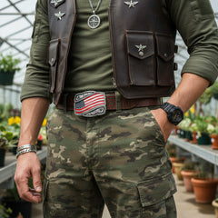 NEW Silver Filigree USA Flag Rectangle Metal Belt Buckle ARMY