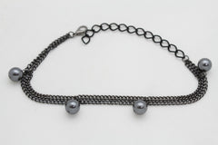 Brand New Women Pewter Metal Boot Chain Bracelet Shoe Anklet Ball Charm SET BC306