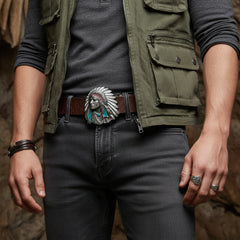 NEW Native American Indian Chief Belt Buckle