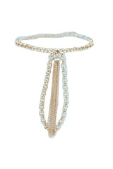 Brand New Women Gold Chain 2 Boot Bracelets Western Shoe Anklet Tassel Fringes Charm PAIR SET BC111