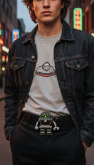 NEW Men Women Silver Metal Fashion Belt Buckle Green Black Robot Animation